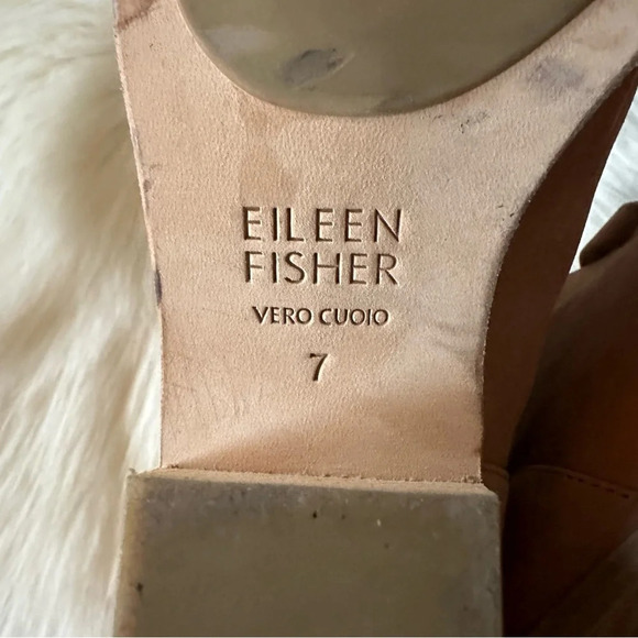 Eileen Fisher Heels Shoes Suede Leather Tan Sz 7 - Picture 9 of 9